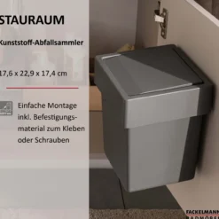 Abfallsammler 17,6x22,9x17,4 cm, Kunststoff, Anthrazit