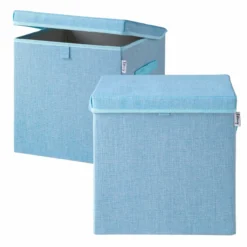 Aufbewahrungsbox 2er-Set, blau, mit Deckel, 33x33x33cm