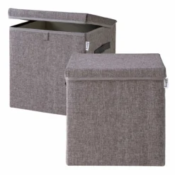 Aufbewahrungsbox 2er-Set, grau, mit Deckel, 33x33x33cm