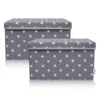 Aufbewahrungsbox 2er-Set mit Deckel, Sterne, grau, 25x37x21cm