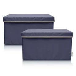 Aufbewahrungsbox 2er-Set mit Deckel, anthrazit, 37x25x21cm