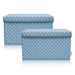Aufbewahrungsbox 2er-Set Punkte, blau, 25x37x21cm