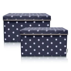 Aufbewahrungsbox 2er-Set, Sterne, anthrazit, 25x37x21cm