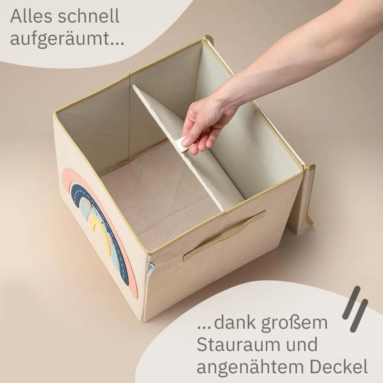 Aufbewahrungsbox mit Deckel Regenbogen, 33x33x33cm