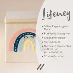 Aufbewahrungsbox mit Deckel Regenbogen, 33x33x33cm