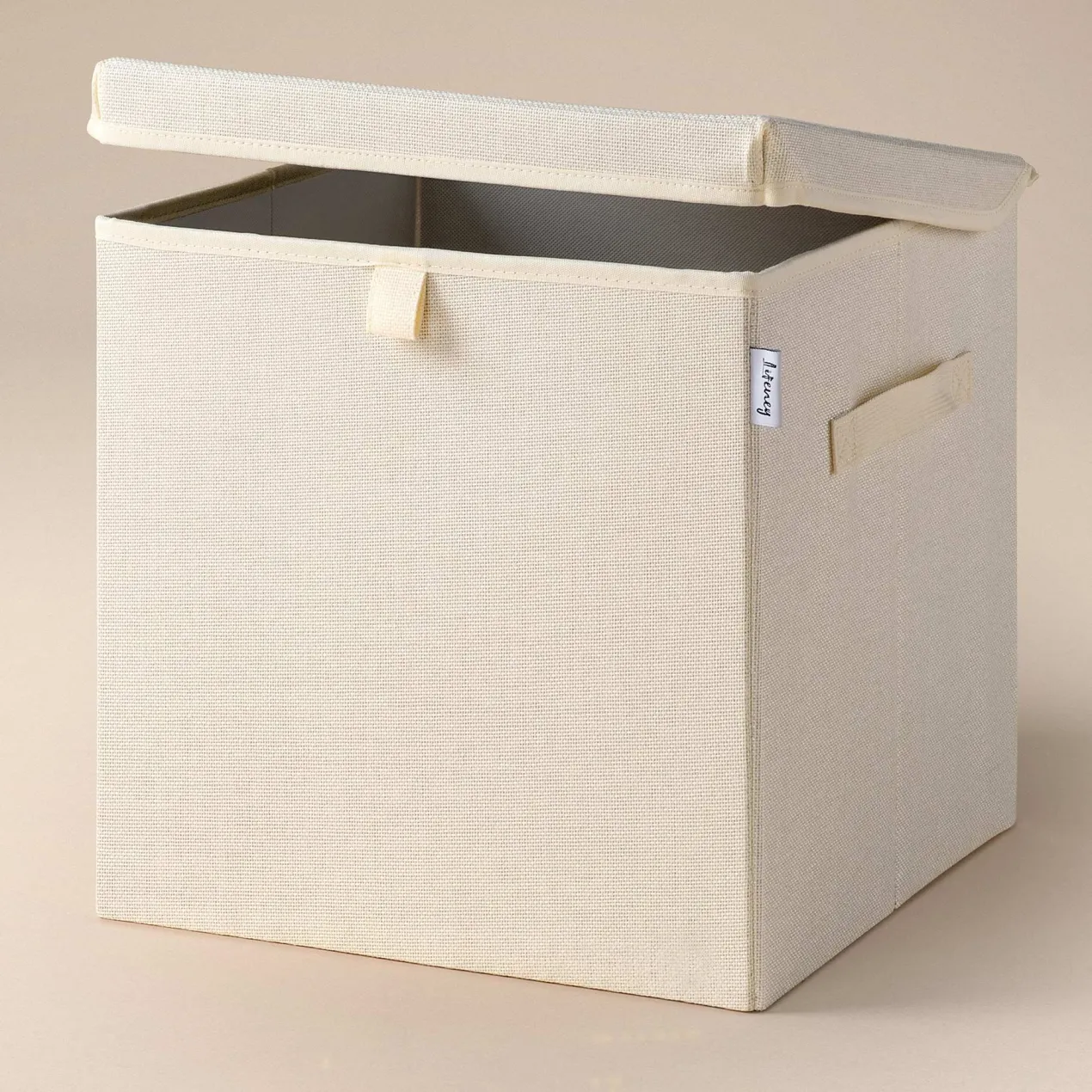 Aufbewahrungsbox mit Deckel, beige, 33x33x33cm