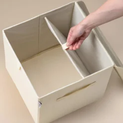 Aufbewahrungsbox mit Deckel, beige, 33x33x33cm