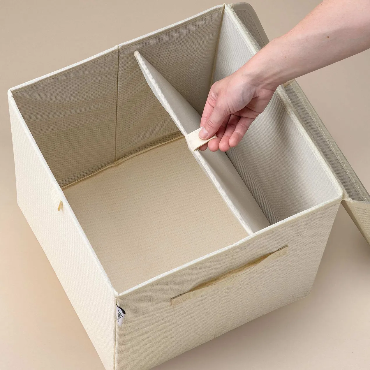 Aufbewahrungsbox mit Deckel, beige, 33x33x33cm