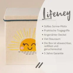 Aufbewahrungsbox mit Deckel Sonne, 33x33x33cm