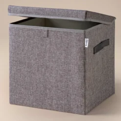 Aufbewahrungsbox mit Deckel, grau, 33x33x33cm