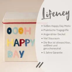 Aufbewahrungsbox mit Deckel Happy Day, 33x33x33cm