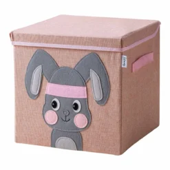 Aufbewahrungsbox mit Deckel, Hase, rosa, 33x33x33cm