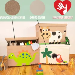 Aufbewahrungsbox mit Deckel, Papagei, beige, groß, 51x36x36cm
