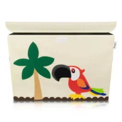 Aufbewahrungsbox mit Deckel, Papagei, beige, groß, 51x36x36cm