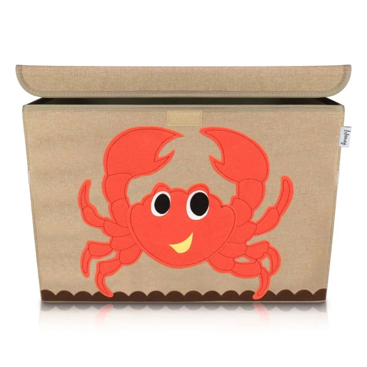 Aufbewahrungsbox mit Deckel, Krabbe, beige, groß, 51x36x36cm