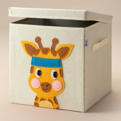 Aufbewahrungsbox mit Deckel, Giraffe beige, 33x33x33cm
