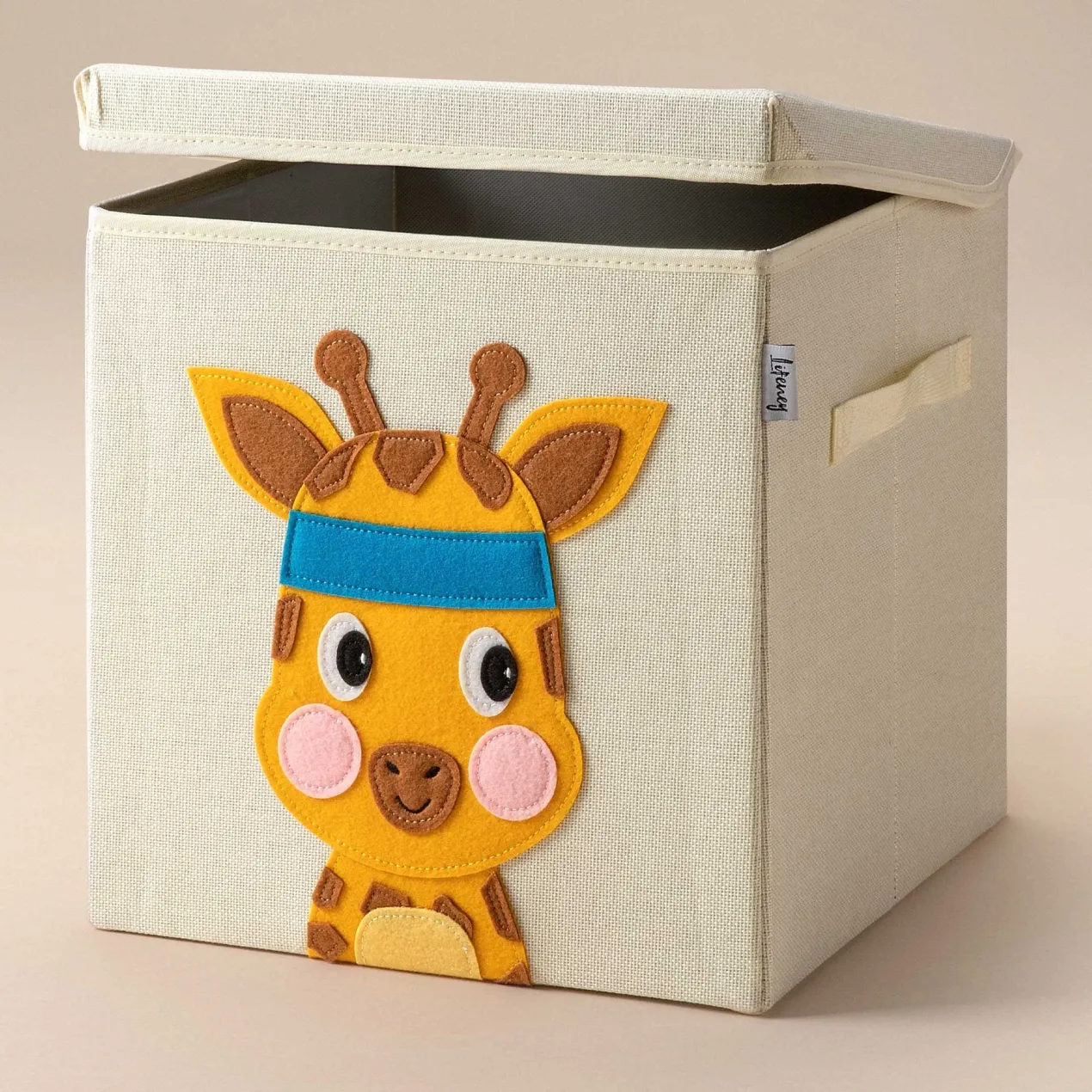 Aufbewahrungsbox mit Deckel, Giraffe beige, 33x33x33cm