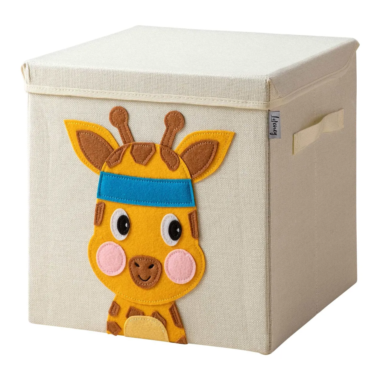 Aufbewahrungsbox mit Deckel, Giraffe beige, 33x33x33cm