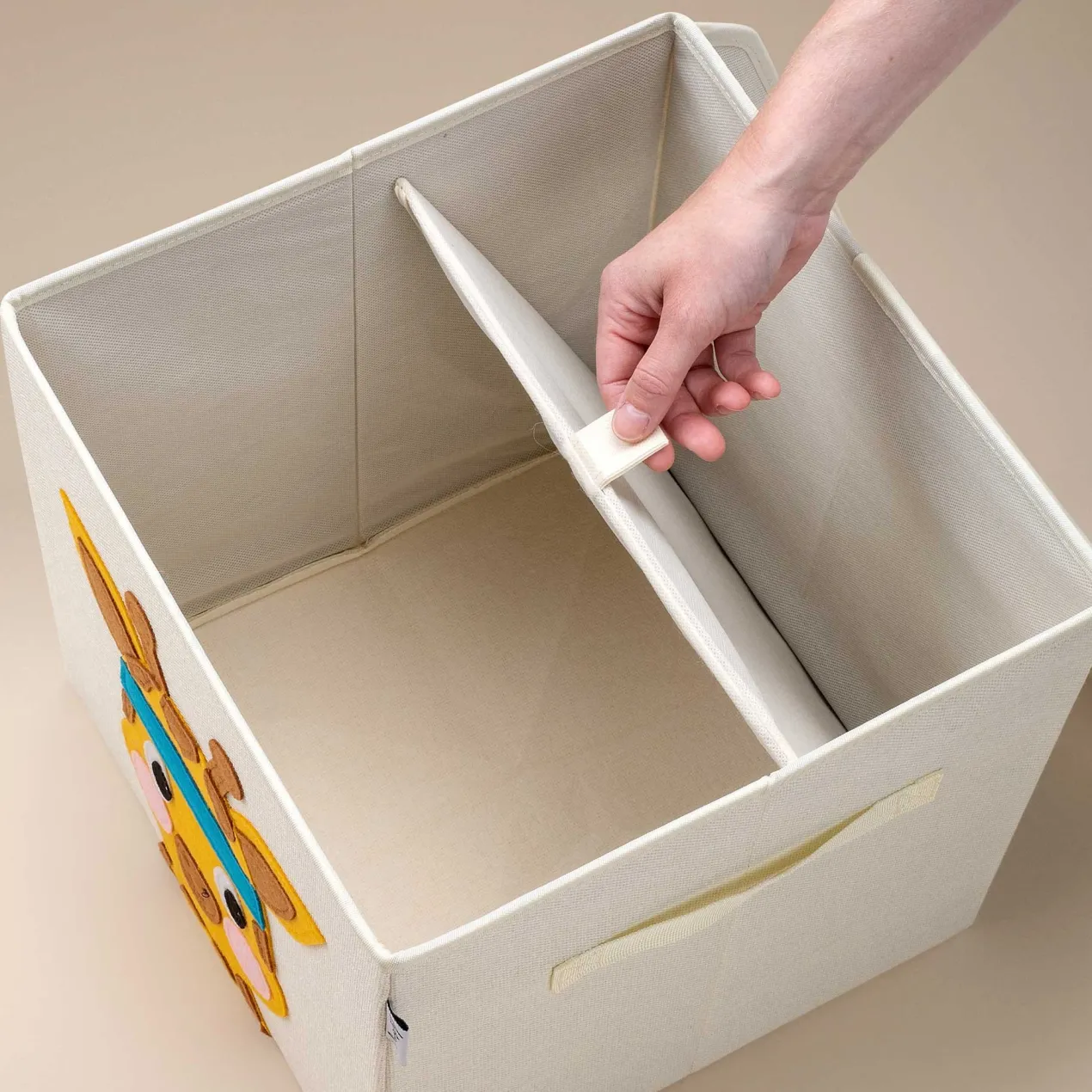 Aufbewahrungsbox mit Deckel, Giraffe beige, 33x33x33cm