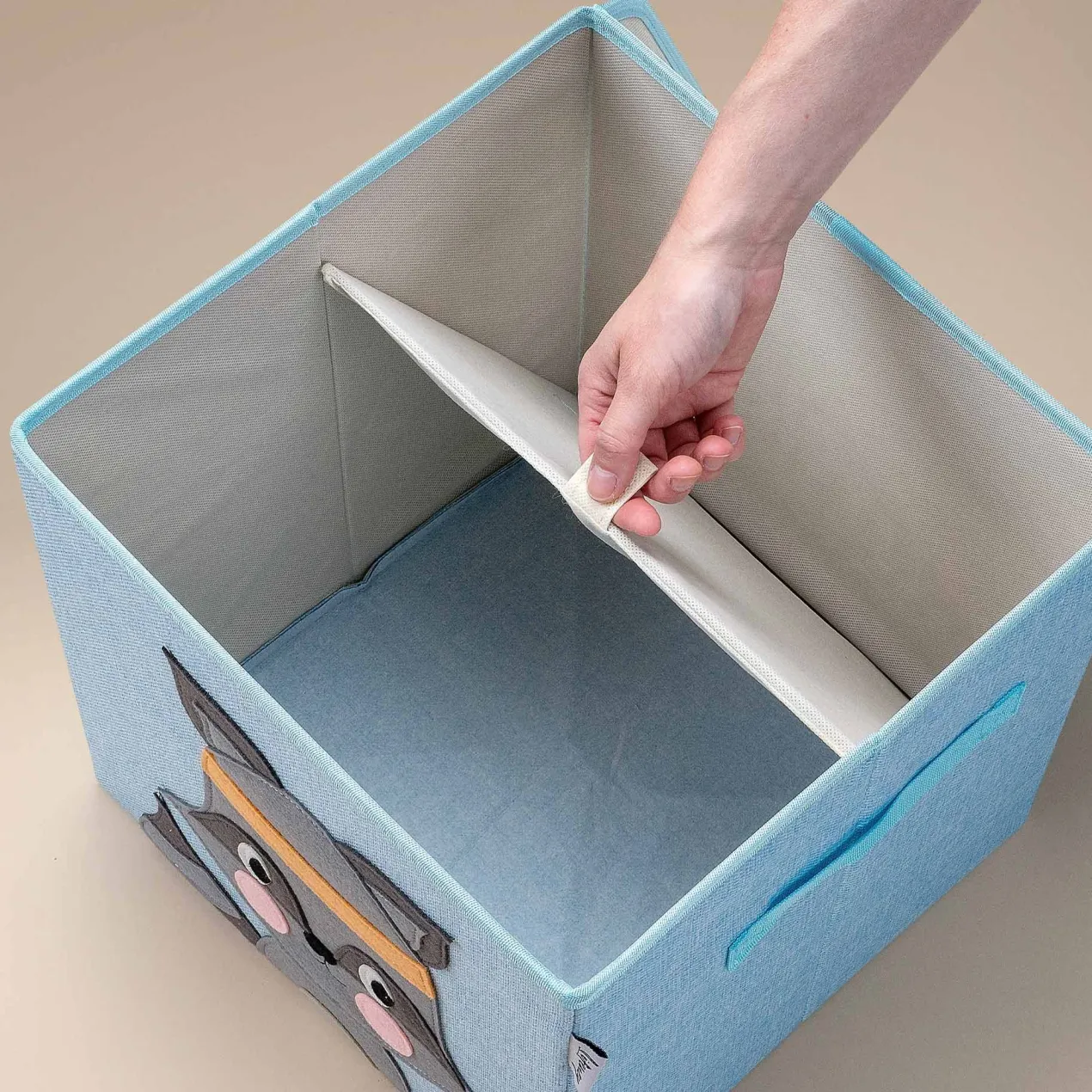 Aufbewahrungsbox mit Deckel, Waschbär, blau, 33x33x33cm