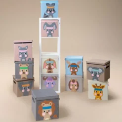 Aufbewahrungsbox mit Deckel, Waschbär, blau, 33x33x33cm