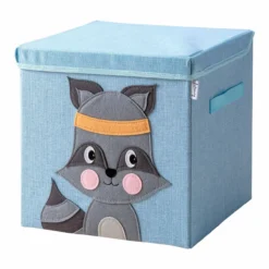 Aufbewahrungsbox mit Deckel, Waschbär, blau, 33x33x33cm