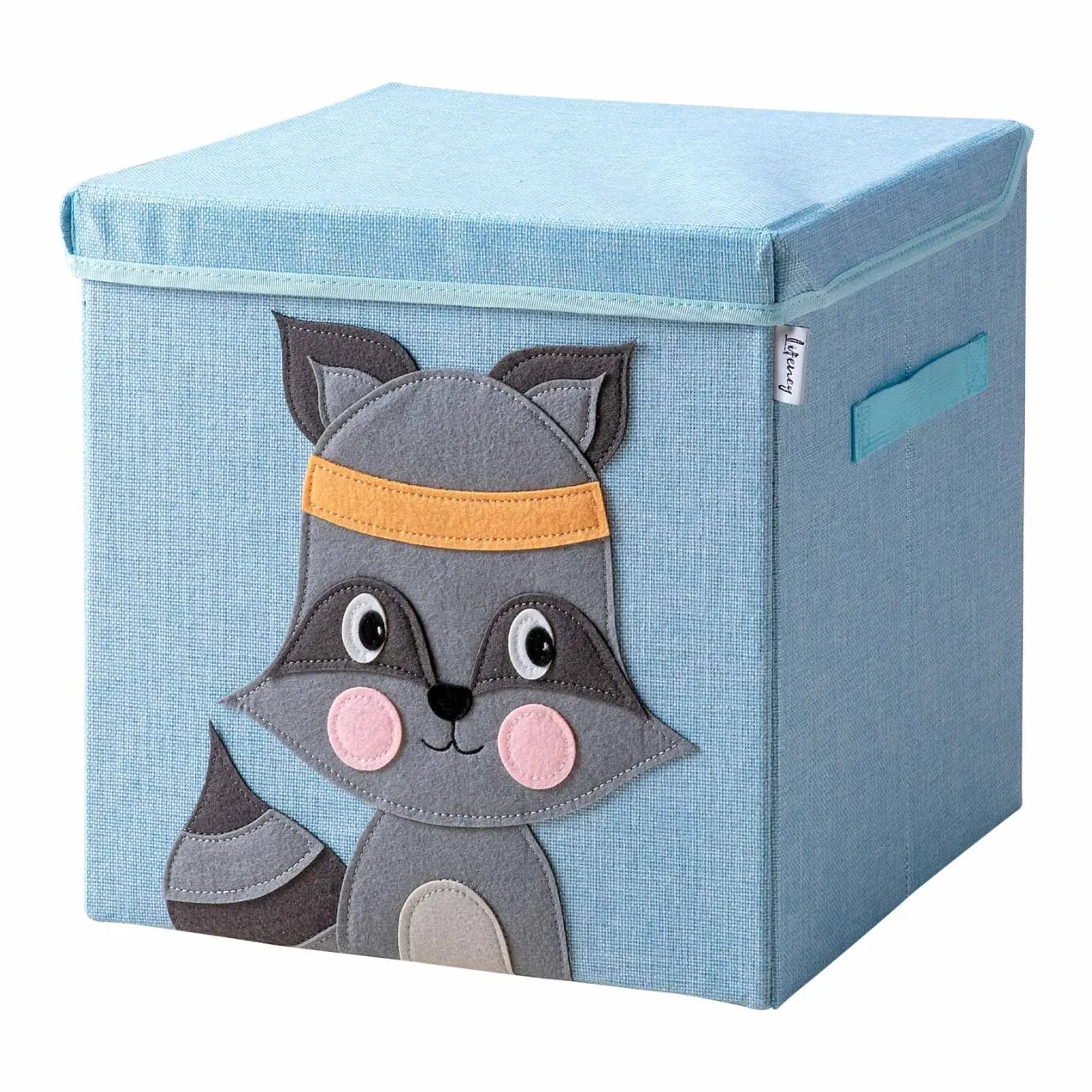 Aufbewahrungsbox mit Deckel, Waschbär, blau, 33x33x33cm