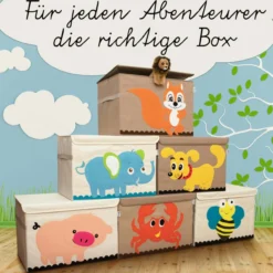 Aufbewahrungsbox mit Deckel, Schwein, beige, groß, 51x36x36cm