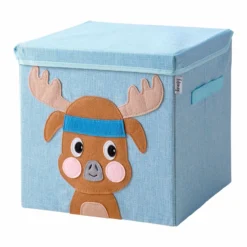 Aufbewahrungsbox mit Deckel, Hirsch, blau, 33x33x33cm