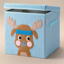 Aufbewahrungsbox mit Deckel, Hirsch, blau, 33x33x33cm