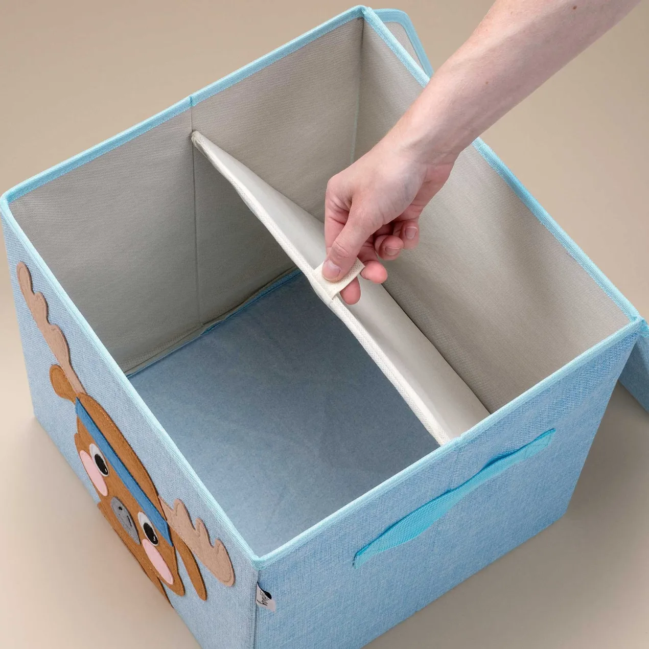 Aufbewahrungsbox mit Deckel, Hirsch, blau, 33x33x33cm