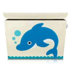 Aufbewahrungsbox mit Deckel, Delfin, groß, beige, 51x36x36cm