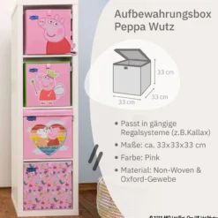 Aufbewahrungsbox Peppa Pig Freundschaft mit Deckel, 33x33x33cm