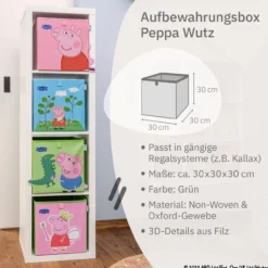 Aufbewahrungsbox Peppa Pig George und Dino, 30x30x30cm