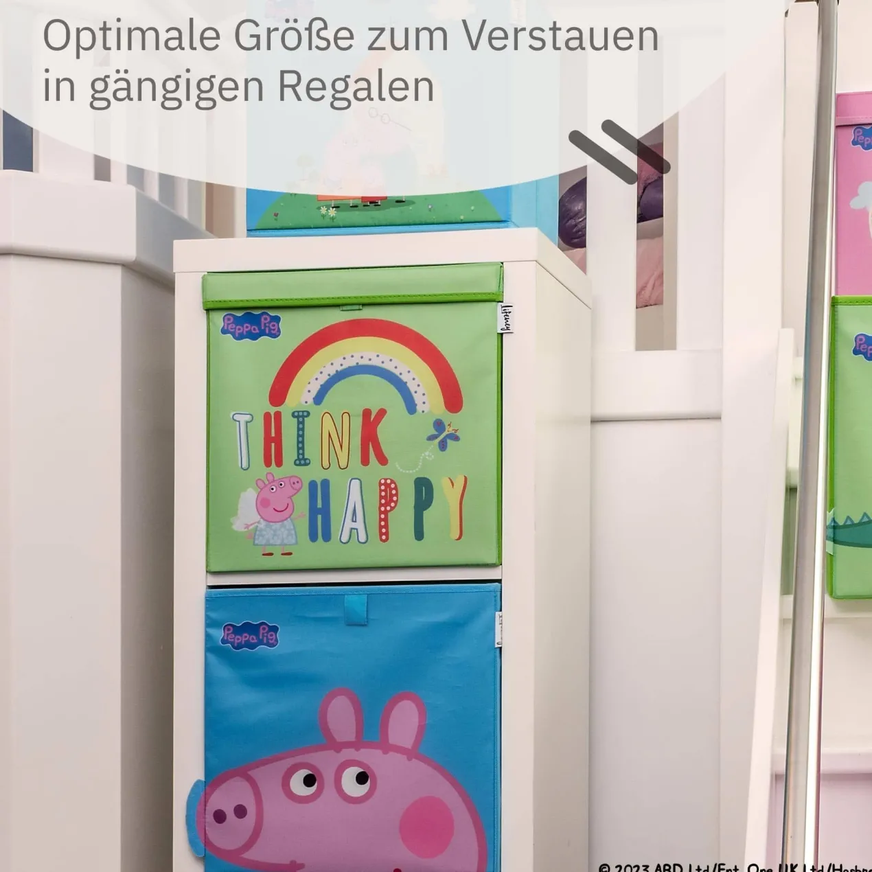 Aufbewahrungsbox Peppa Pig Happy mit Deckel, 33x33x33cm
