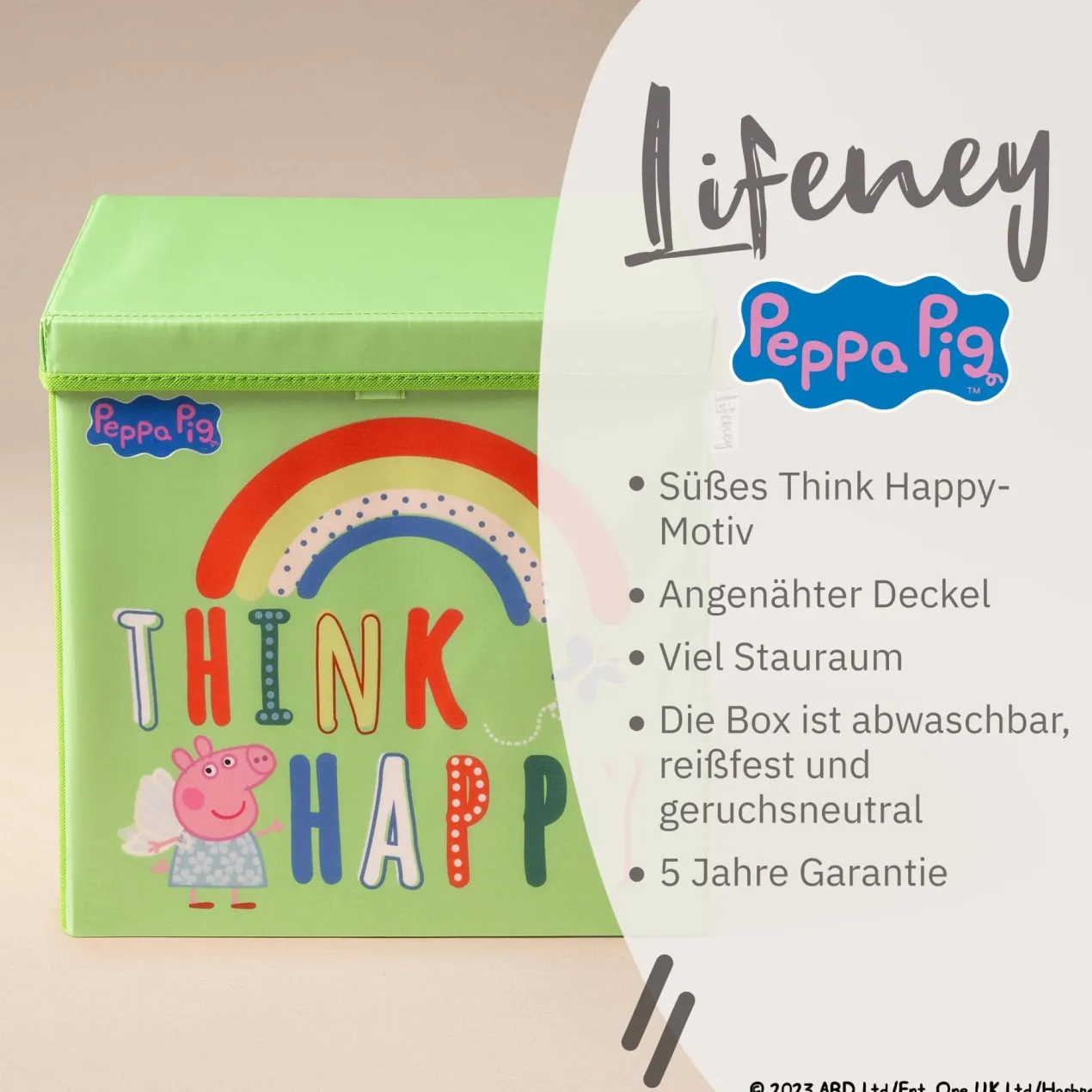 Aufbewahrungsbox Peppa Pig Happy mit Deckel, 33x33x33cm