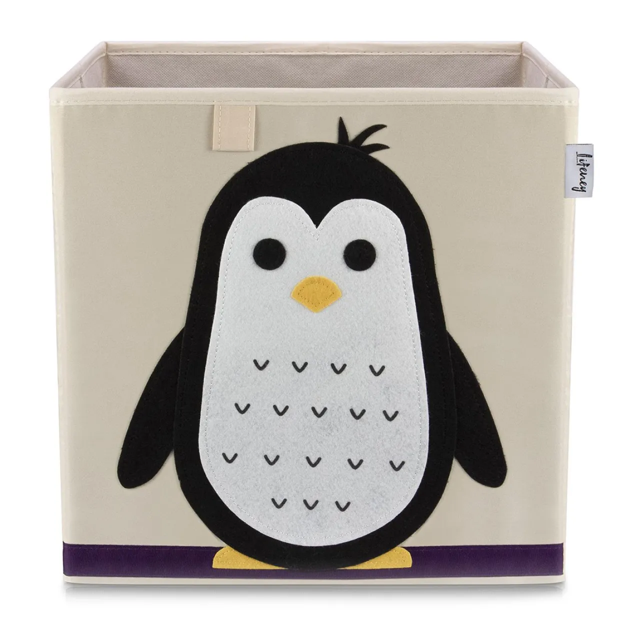 Aufbewahrungsbox Pinguin, beige, 33x33x33cm