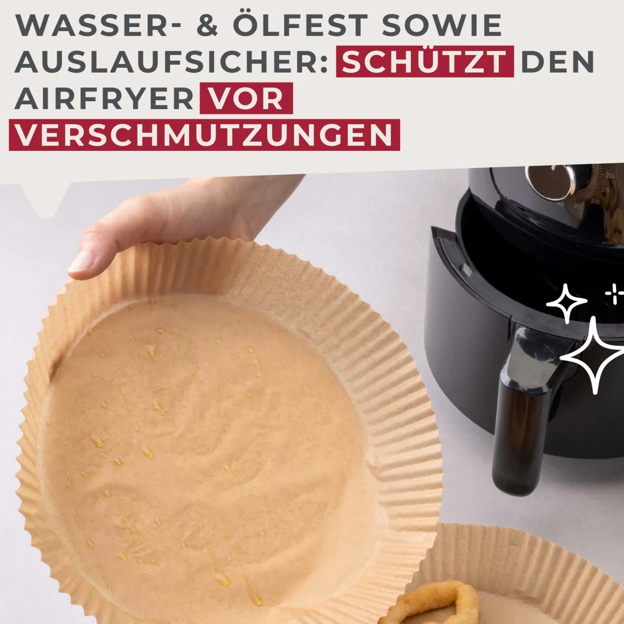 Backpapier für Heißluftfritteuse, rund, 20cm, 50 Stk.