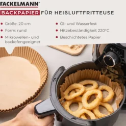 Backpapier für Heißluftfritteuse, rund, 20cm, 50 Stk.