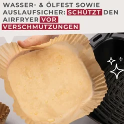 Backpapier für Heißluftfritteuse eckig, 20cm, 50 Stk.