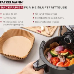 Backpapier für Heißluftfritteuse rund, 16cm, 50 Stk.