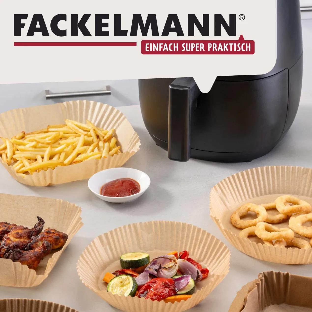 Backpapier für Heißluftfritteuse eckig ,16cm, 50 Stk.