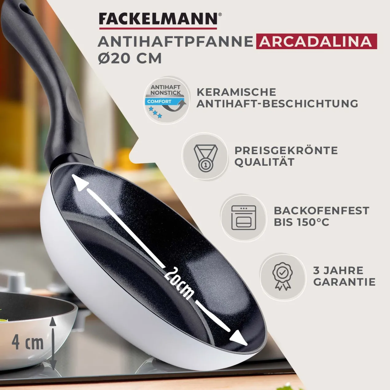 Bratpfanne Arcadalina, Keramik, antihaft, Ø20cm