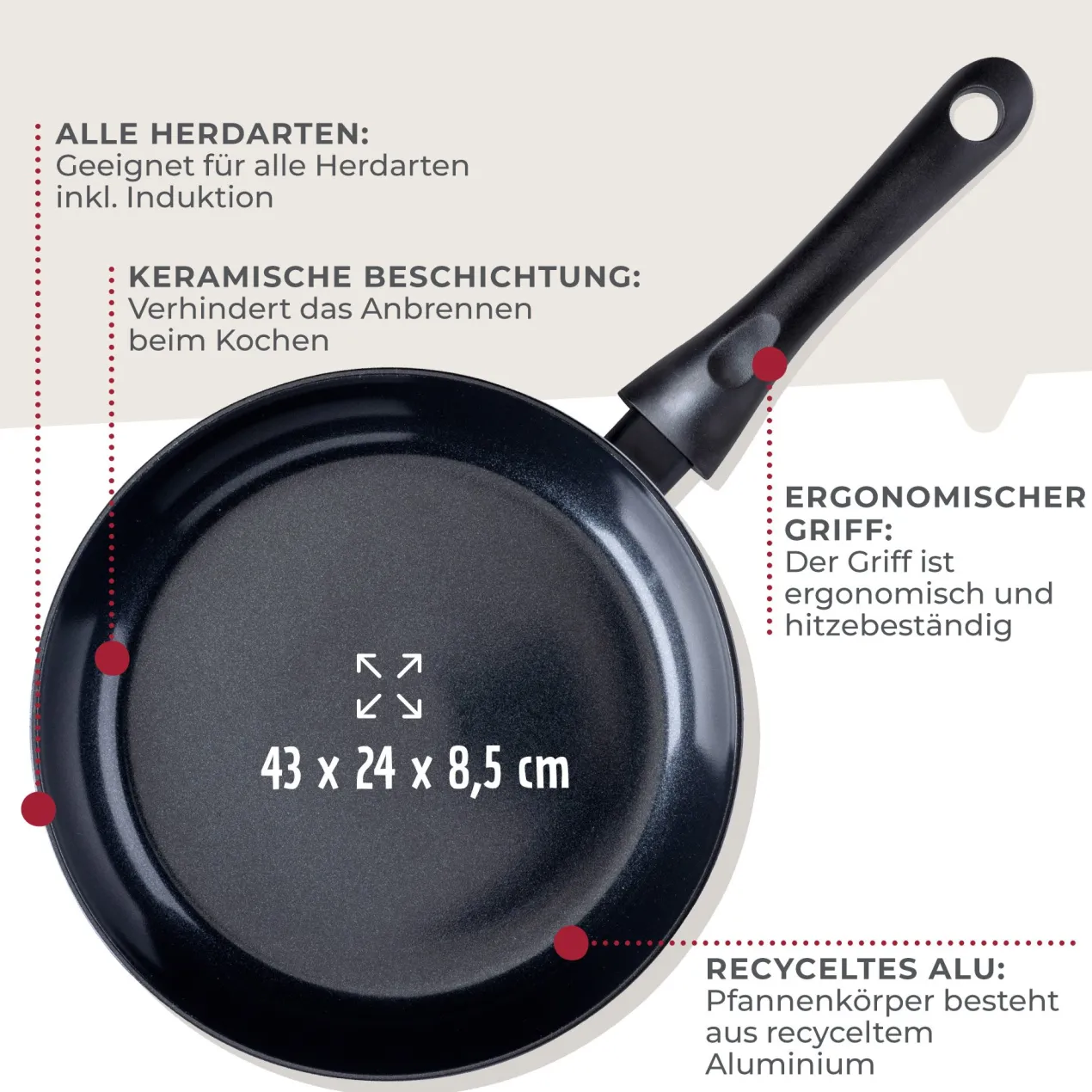 Bratpfanne Arcadalina, Keramik, antihaft, Ø24cm