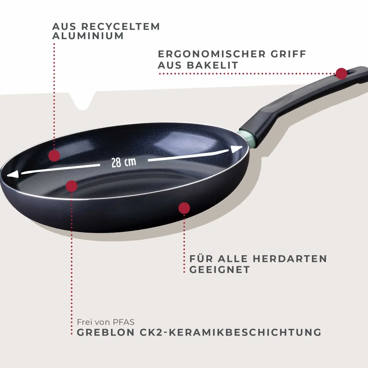 Bratpfanne Brandao, Keramik, antihaft, Ø28cm