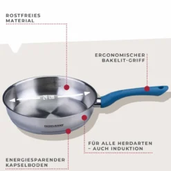 Bratpfanne Essential, Ø24cm, Edelstahl, blau