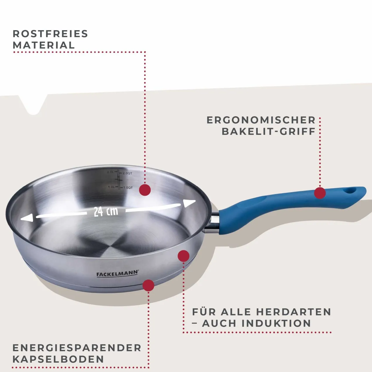 Bratpfanne Essential, Ø24cm, Edelstahl, blau