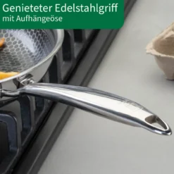 Bratpfanne Kiel, Edelstahl, antihaft, Wabenboden, Ø24cm