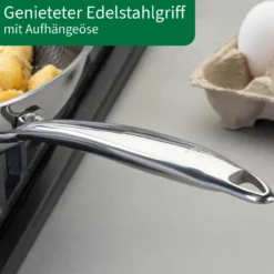 Bratpfanne Kiel, Edelstahl, antihaft, Wabenboden, Ø28cm