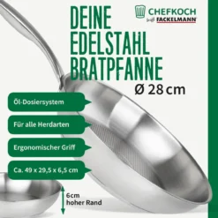 Bratpfanne München, Ø28cm, Edelstahl
